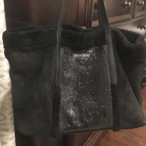 Authentic black shearling Jimmy Choo shoulder bag